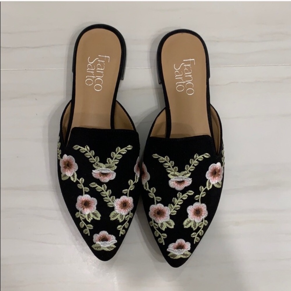 Floral Embroidered Mules